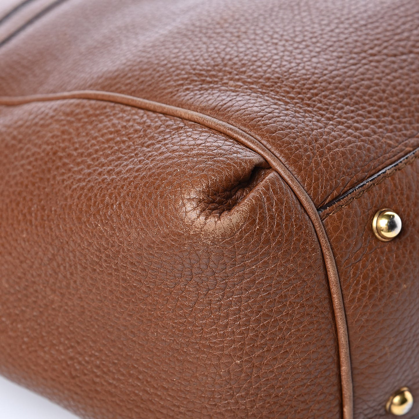 Pebbled Calfskin Ride Medium Top Handle Bag Brown