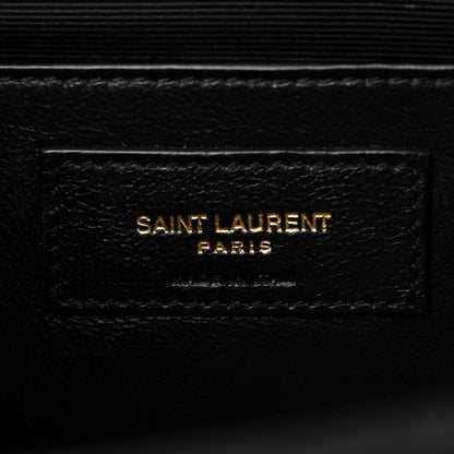 Saint Laurent Grain De Poudre Textured Mixed Matelasse Triquilt Medium Monogram Satchel Black 6 of 10
