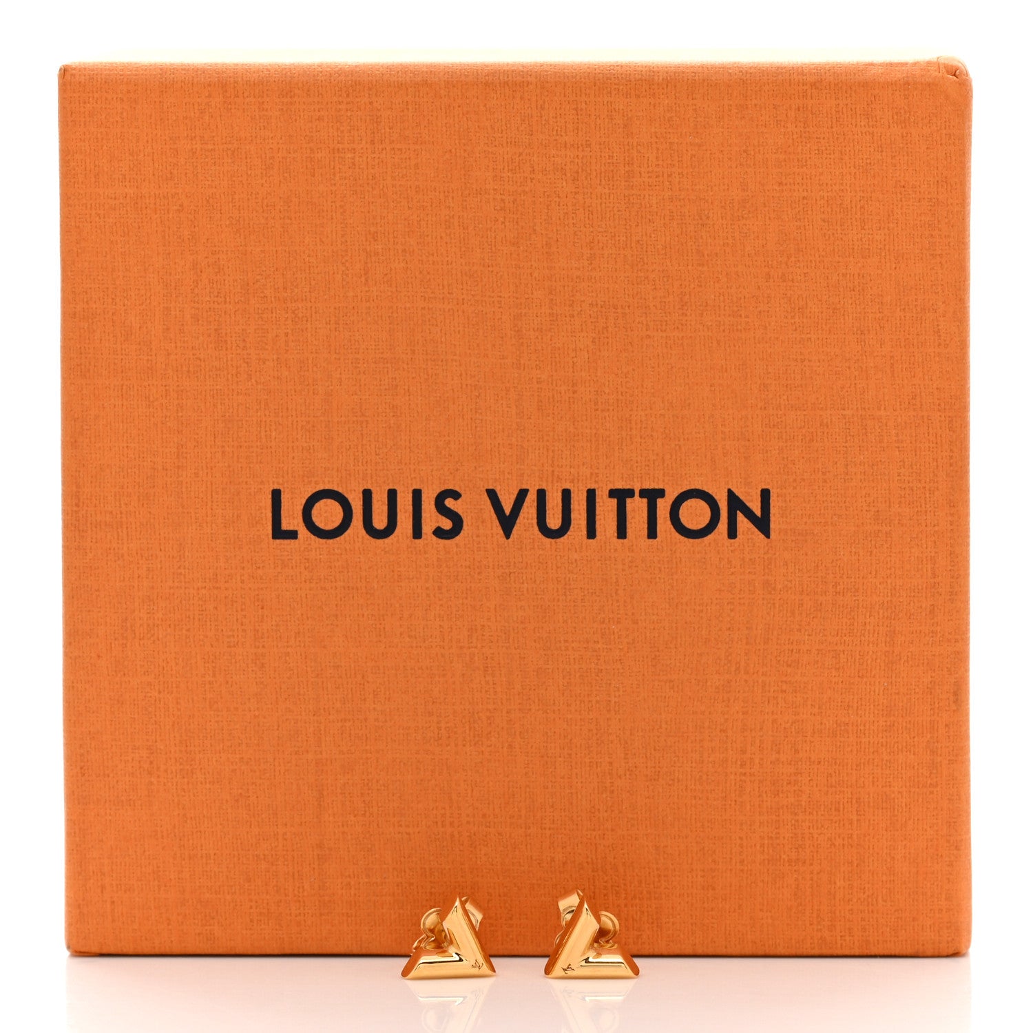 Louis Vuitton Brass Essential V Stud Earrings Gold 5 of 5