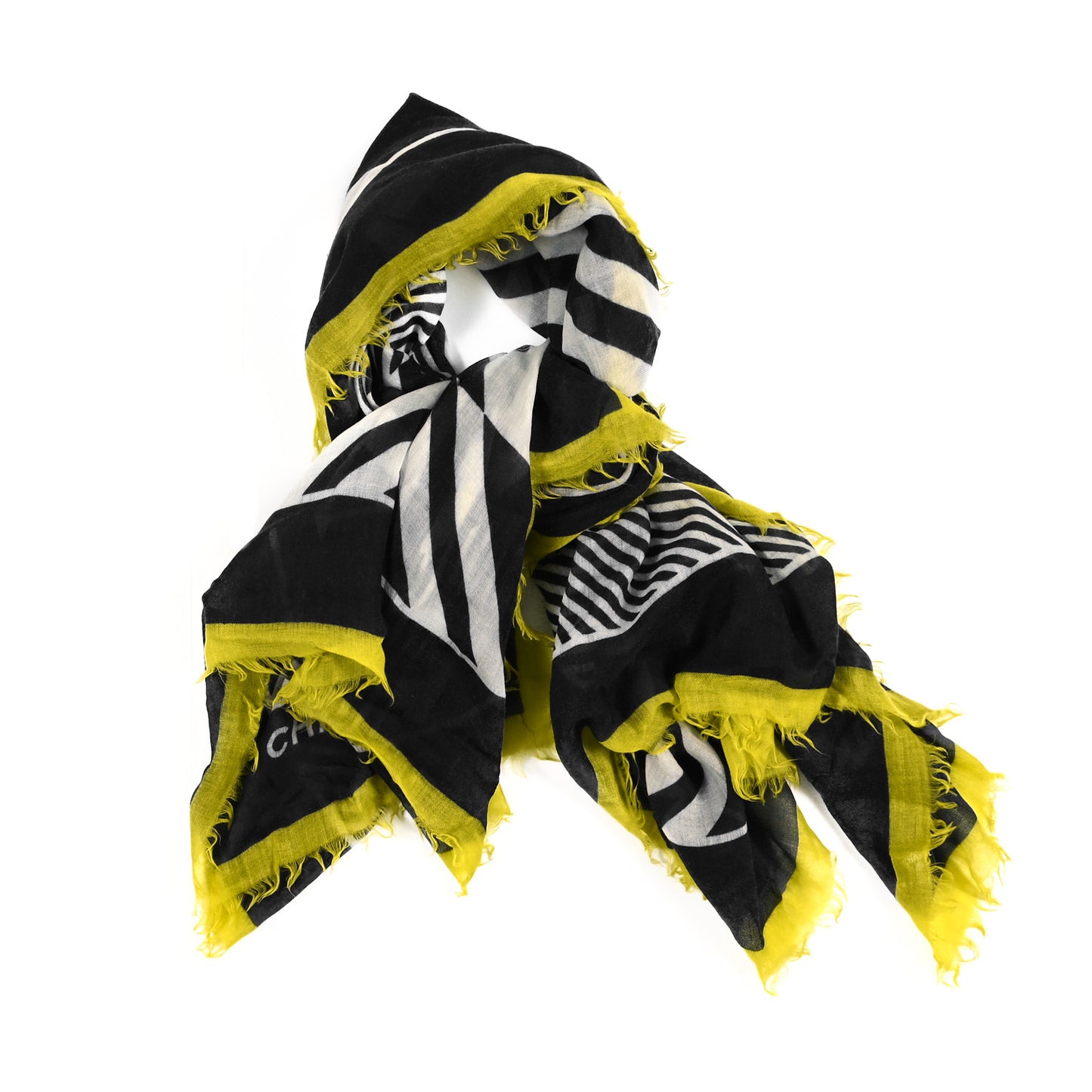 Cashmere Silk CC Scarf Black Yellow