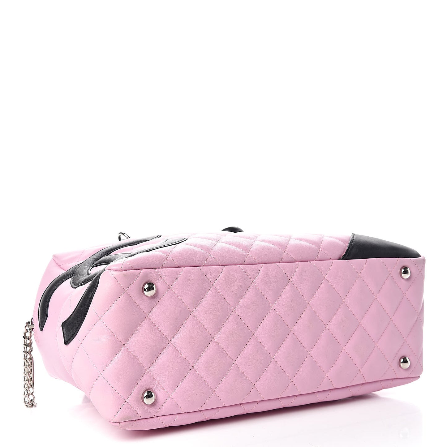 Calfskin Quilted Large Cambon Bowler Pink Black