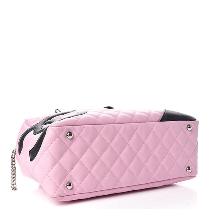 Chanel Calfskin Quilted Large Cambon Bowler Pink Black 4 of 14