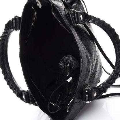 Balenciaga Agneau Classic Silver Hardware Mini City Logo Strap Black White 4 of 4