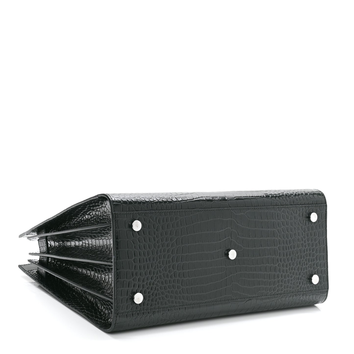 Patent Crocodile Embossed Small Sac de Jour Dark Green
