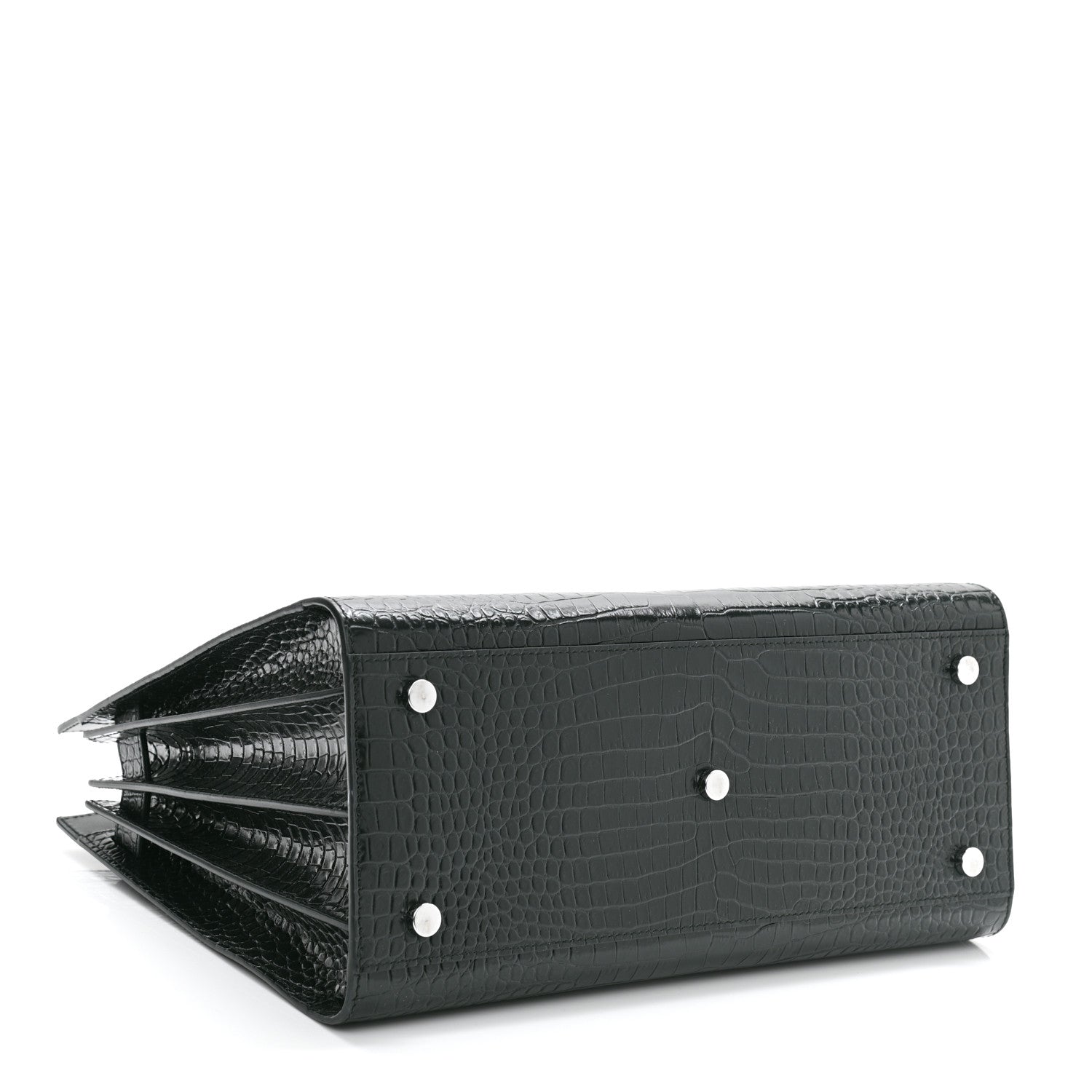 Saint Laurent Patent Crocodile Embossed Small Sac de Jour Dark Green 4 of 11