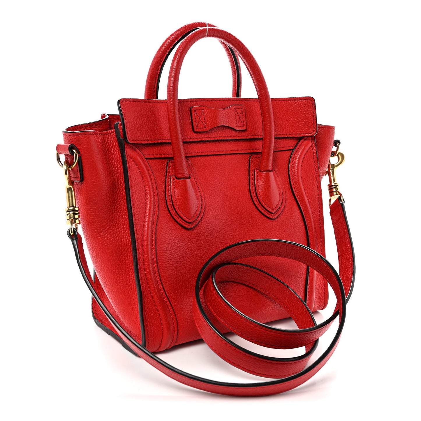 Drummed Calfskin Nano Luggage Vermillion