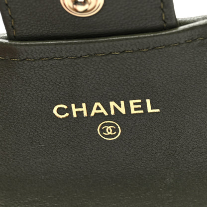 Chanel Lambskin Quilted Flap Card Holder Wallet Khaki 6 of 8