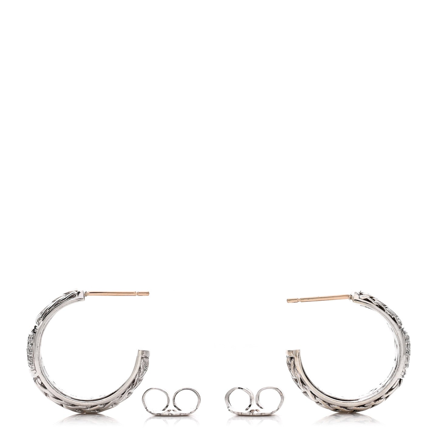 Sterling Silver Diamond Classic Chain Hoop Earrings