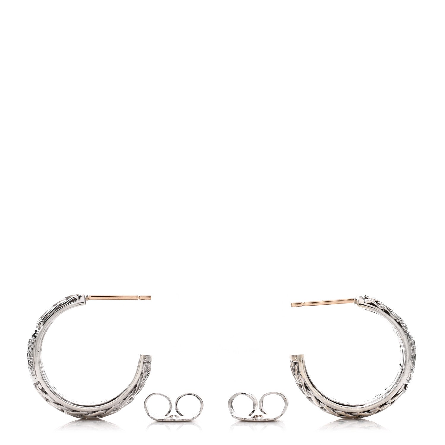 John Hardy Sterling Silver Diamond Classic Chain Hoop Earrings 3 of 4