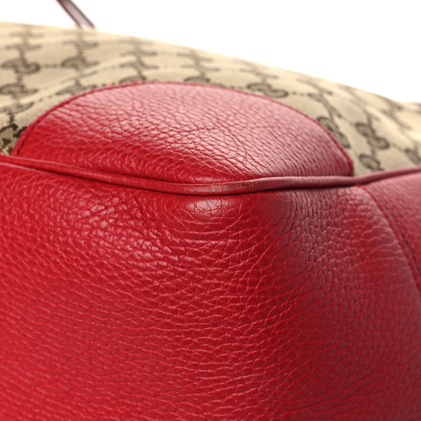 Monogram Bree Zippered Tote Beige Red