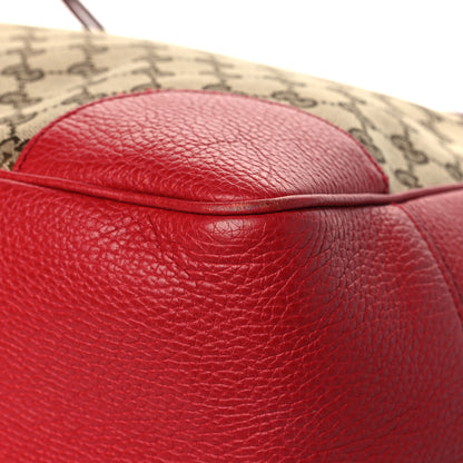 Gucci Monogram Bree Zippered Tote Beige Red 8 of 10