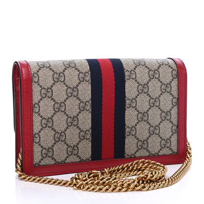 Gucci GG Supreme Monogram Web Queen Margaret Chain Wallet Red 2 of 4