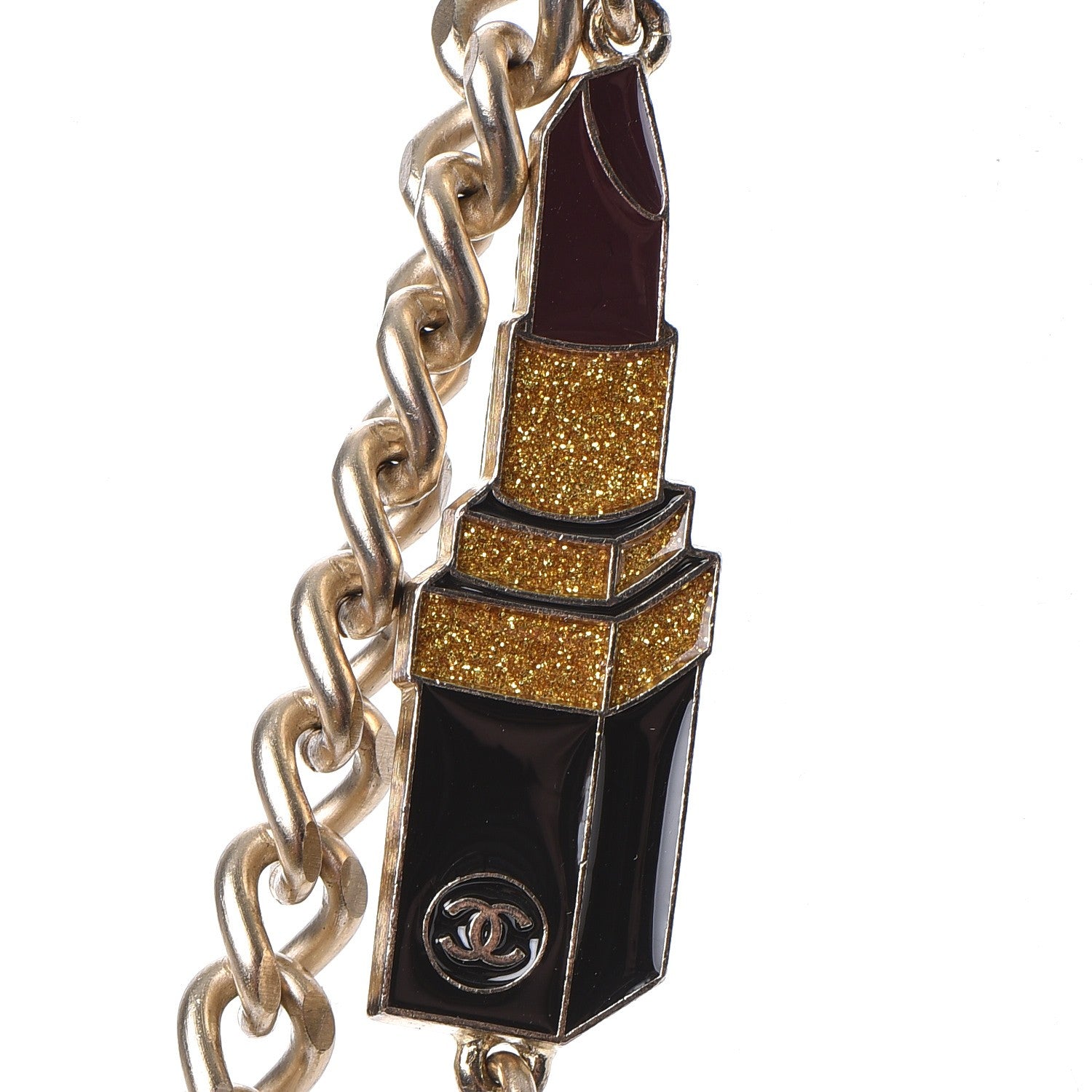 Chanel Enamel Chain Lipstick CC Kisses Belt Gold 4 of 9