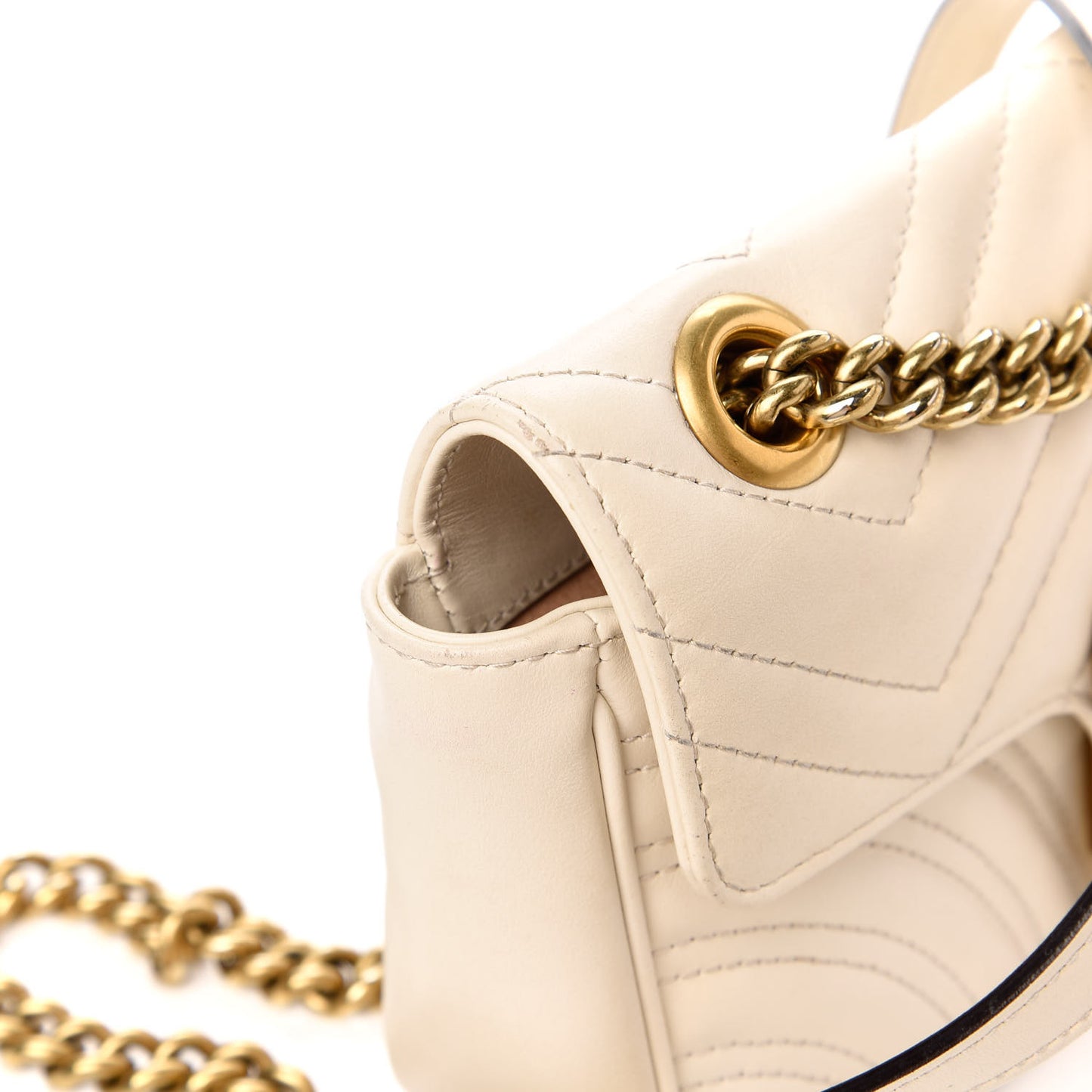 Calfskin Matelasse Mini GG Marmont Shoulder Bag White
