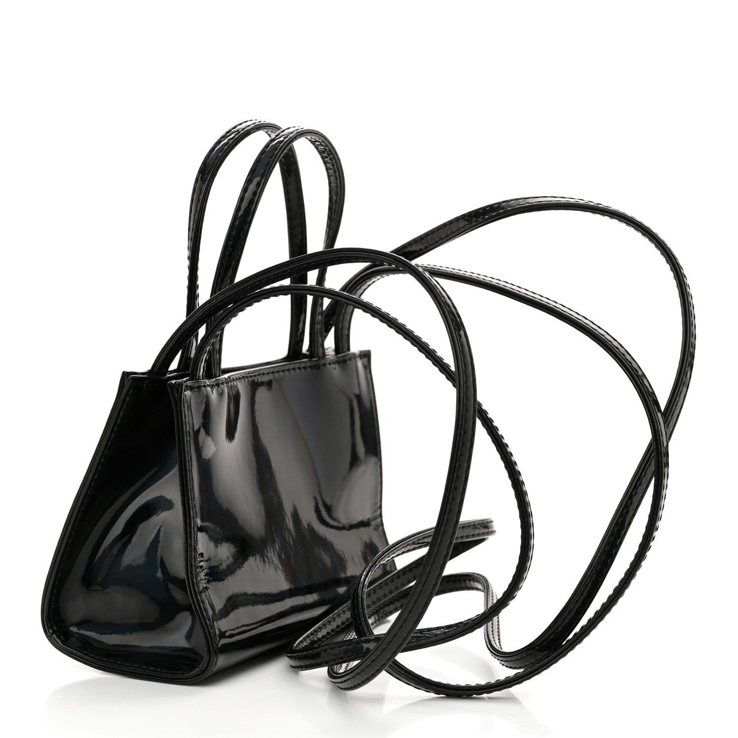 Telfar Patent Vegan Leather Small Shopping Bag Black Rainbow 3 of 10