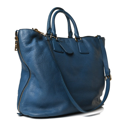 Prada Vitello Daino Side Zip Tote Cobalto 2 of 18