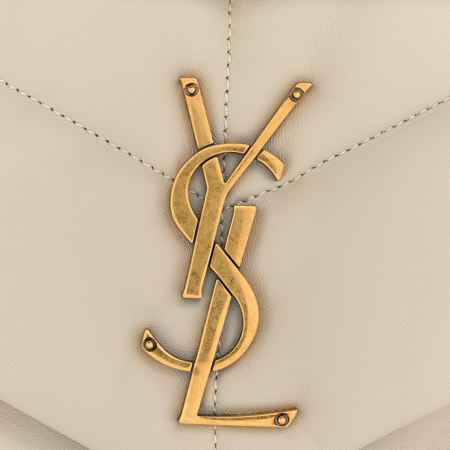 Saint Laurent Lambskin Quilted Medium Loulou Puffer Monogram Chain Satchel Crema Soft 13 of 15