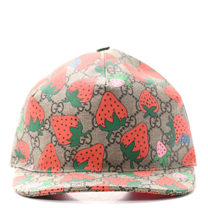 Gucci GG Supreme Monogram Strawberry Baseball Hat L Beige 4 of 8