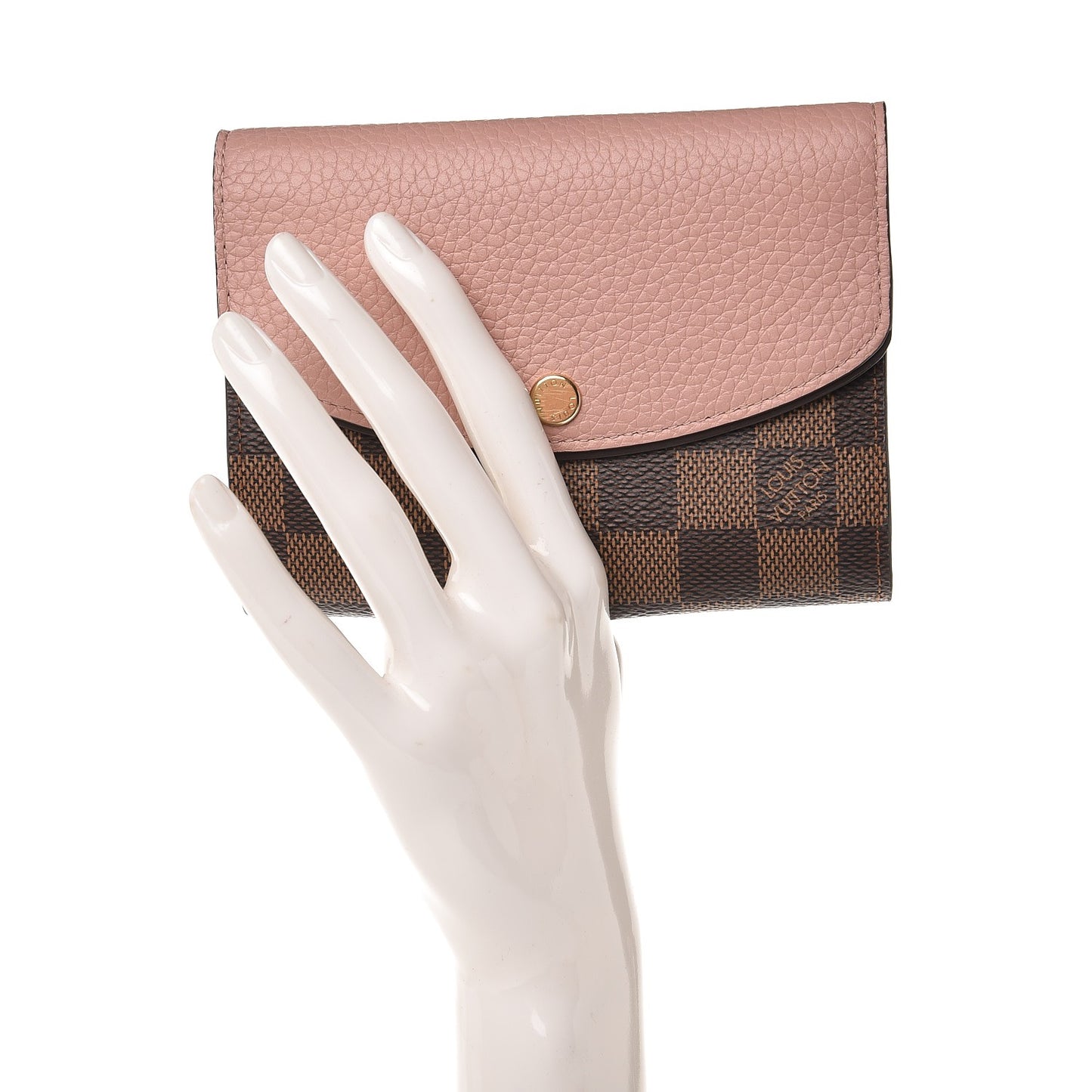 Damier Ebene Normandy Compact Wallet Rose Ballerine