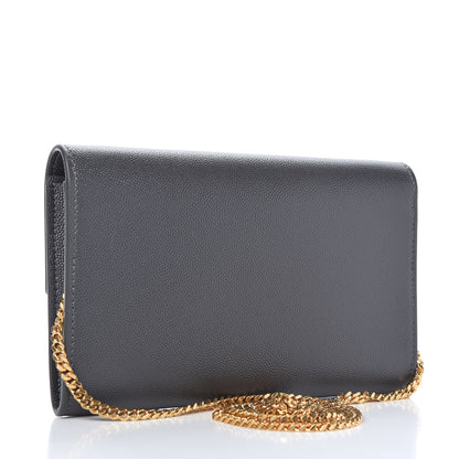 Saint Laurent Grain De Poudre Uptown Chain Wallet Storm 3 of 9