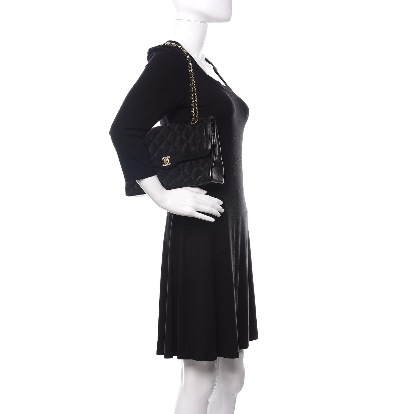 Lambskin Quilted Medium Double Flap Black