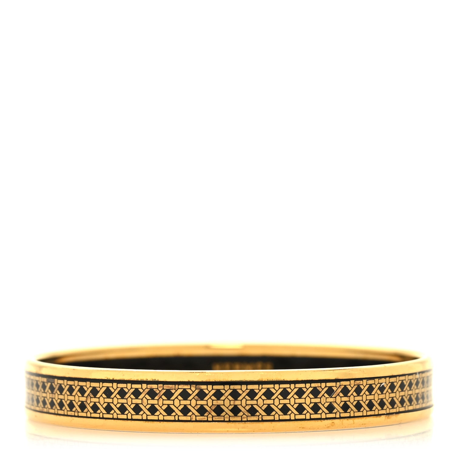 Hermes Enamel Printed Narrow Bracelet Gold Black 1 of 5