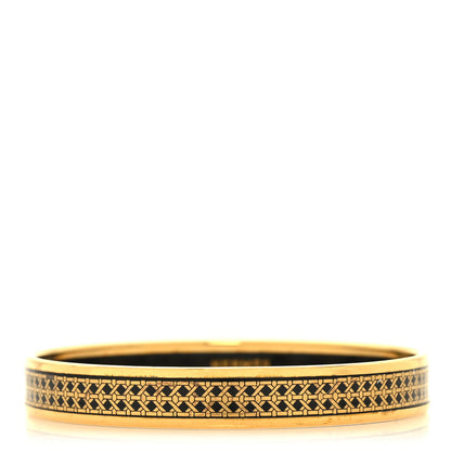 Hermes Enamel Printed Narrow Bracelet Gold Black 1 of 5