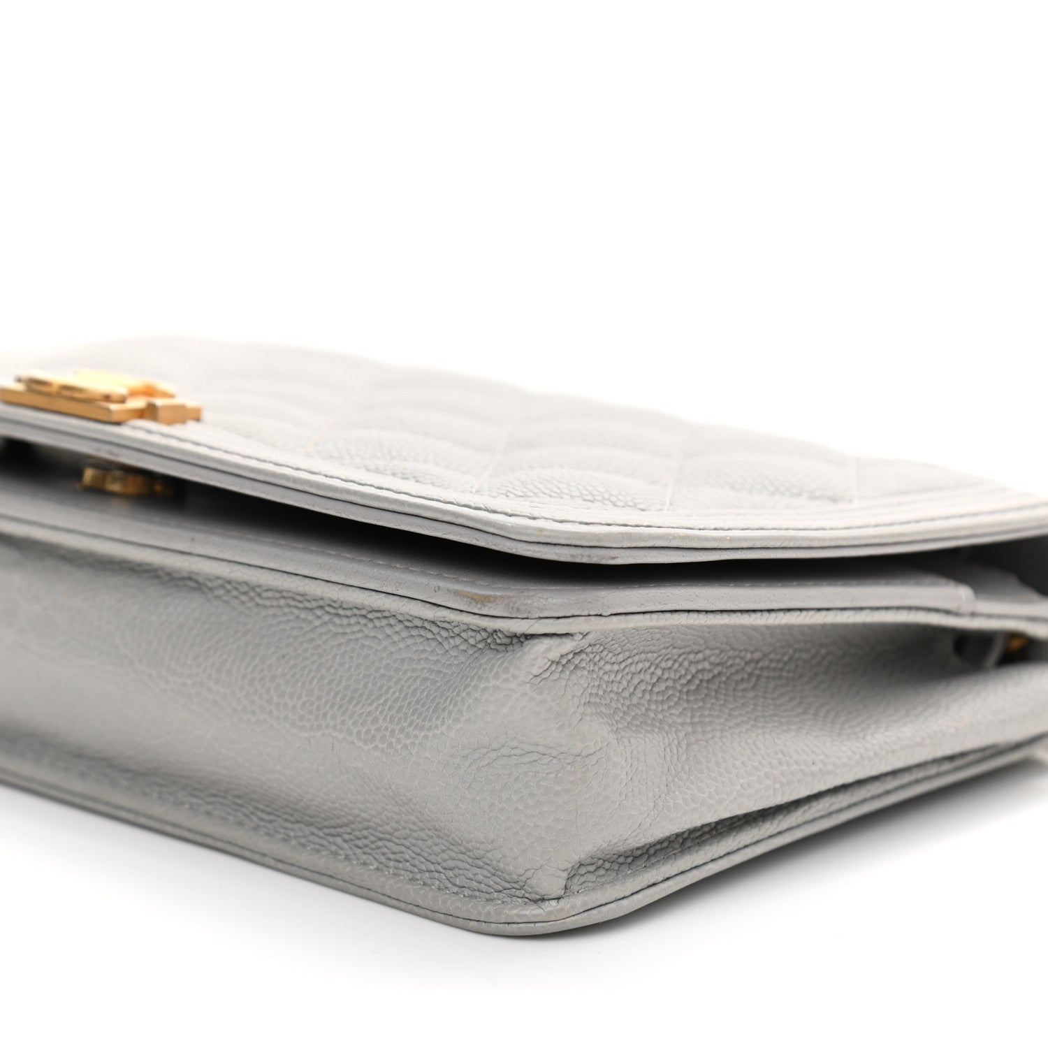 Chanel Caviar Quilted Boy Wallet On Chain WOC Grey 11 of 13