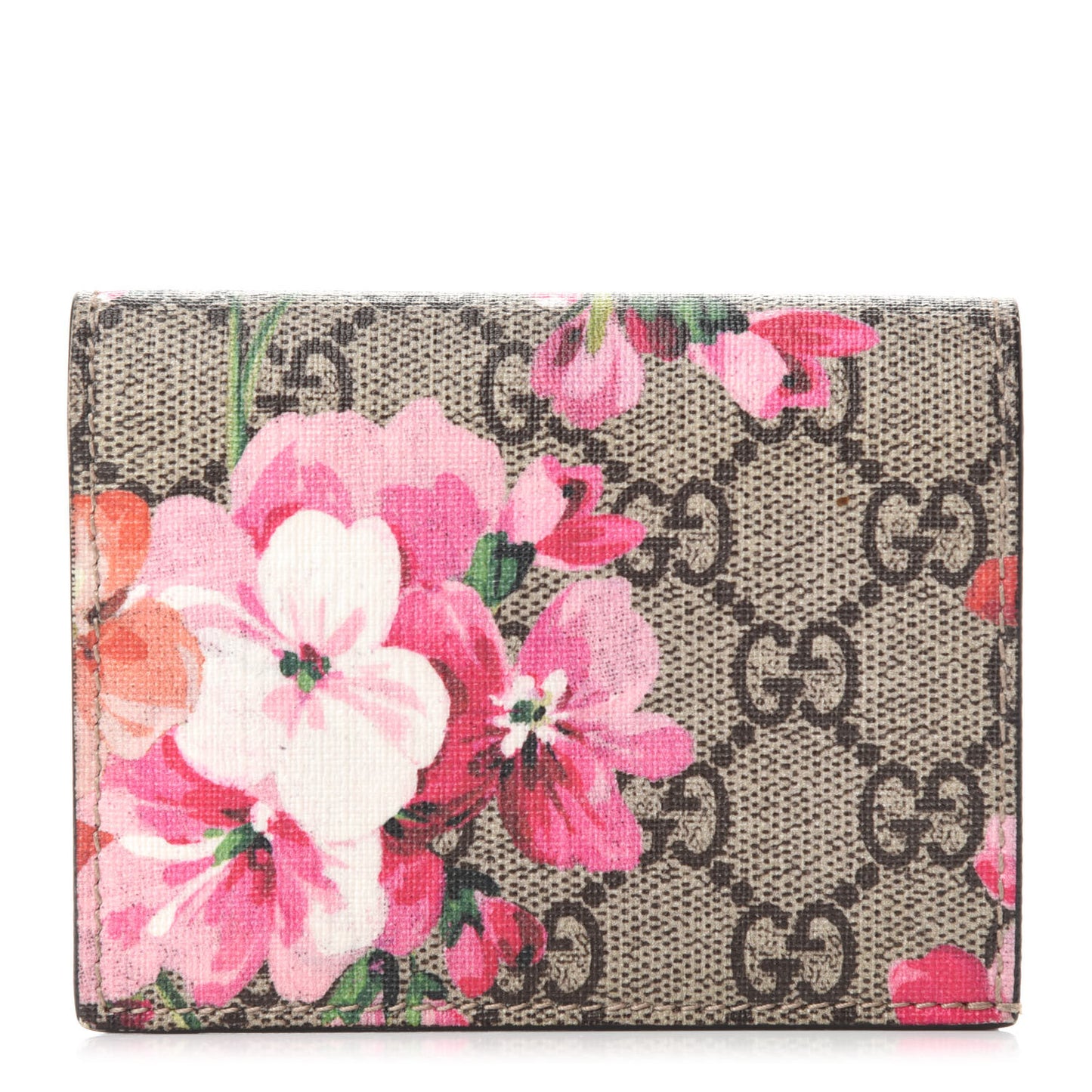 GG Supreme Monogram Blooms Card Case Beige Multicolor Dry Rose