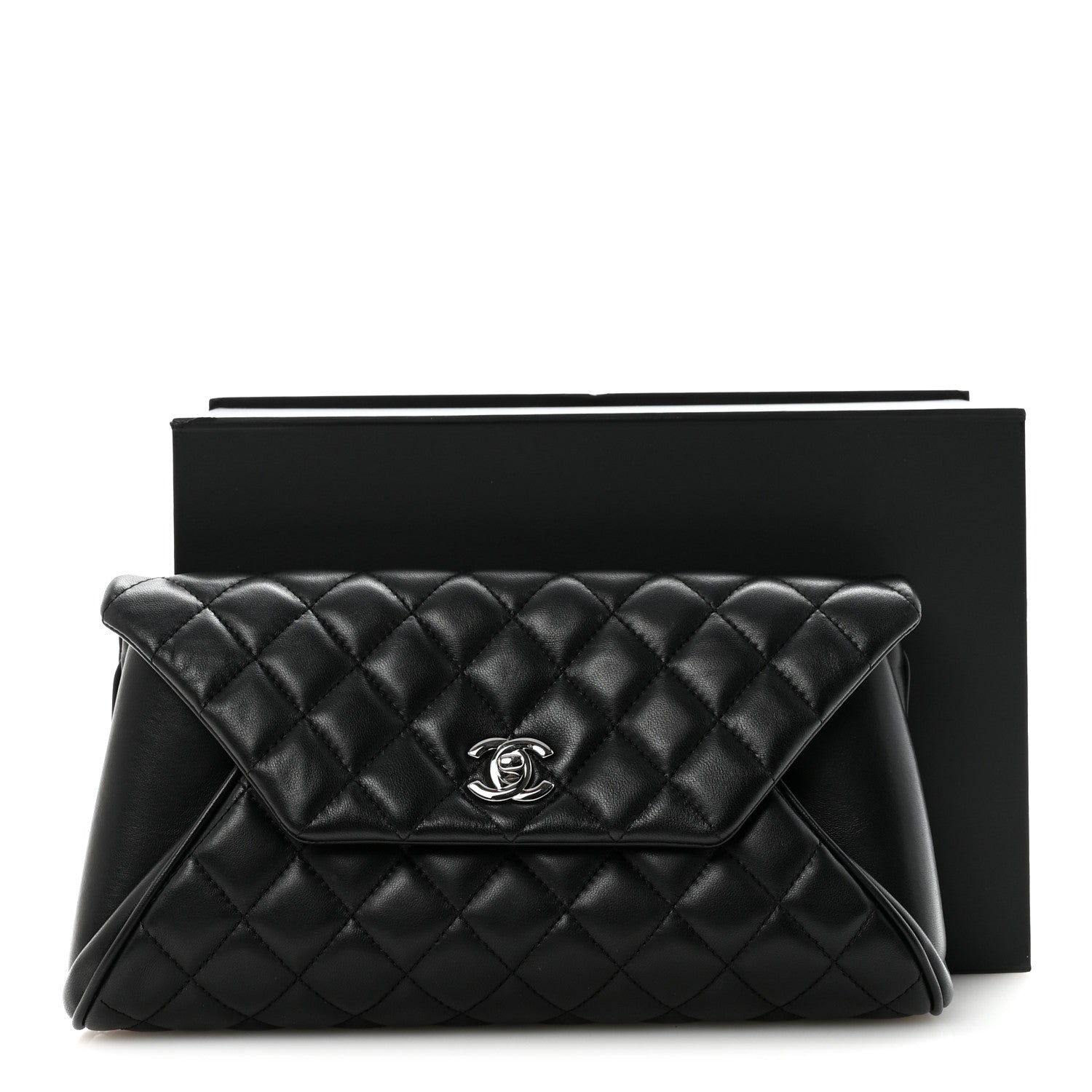 Chanel Lambskin Quilted Fold Up Again Clutch Black 10 of 10