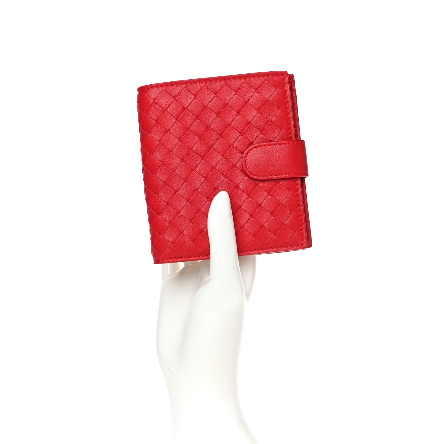 Bottega Veneta Nappa Intrecciato French Compact Wallet Bright Red 2 of 11