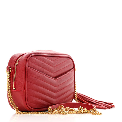 Saint Laurent Grain De Poudre Matelasse Monogram Mini Lou Camera Bag Eros Red 3 of 12