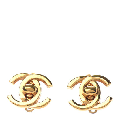 Chanel Metal CC Turnlock Clip On Earrings Gold 1 of 4
