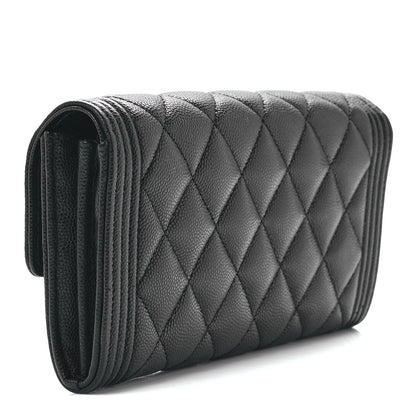 Chanel Caviar Quilted Large Boy Gusset Flap Wallet Black 3 of 13