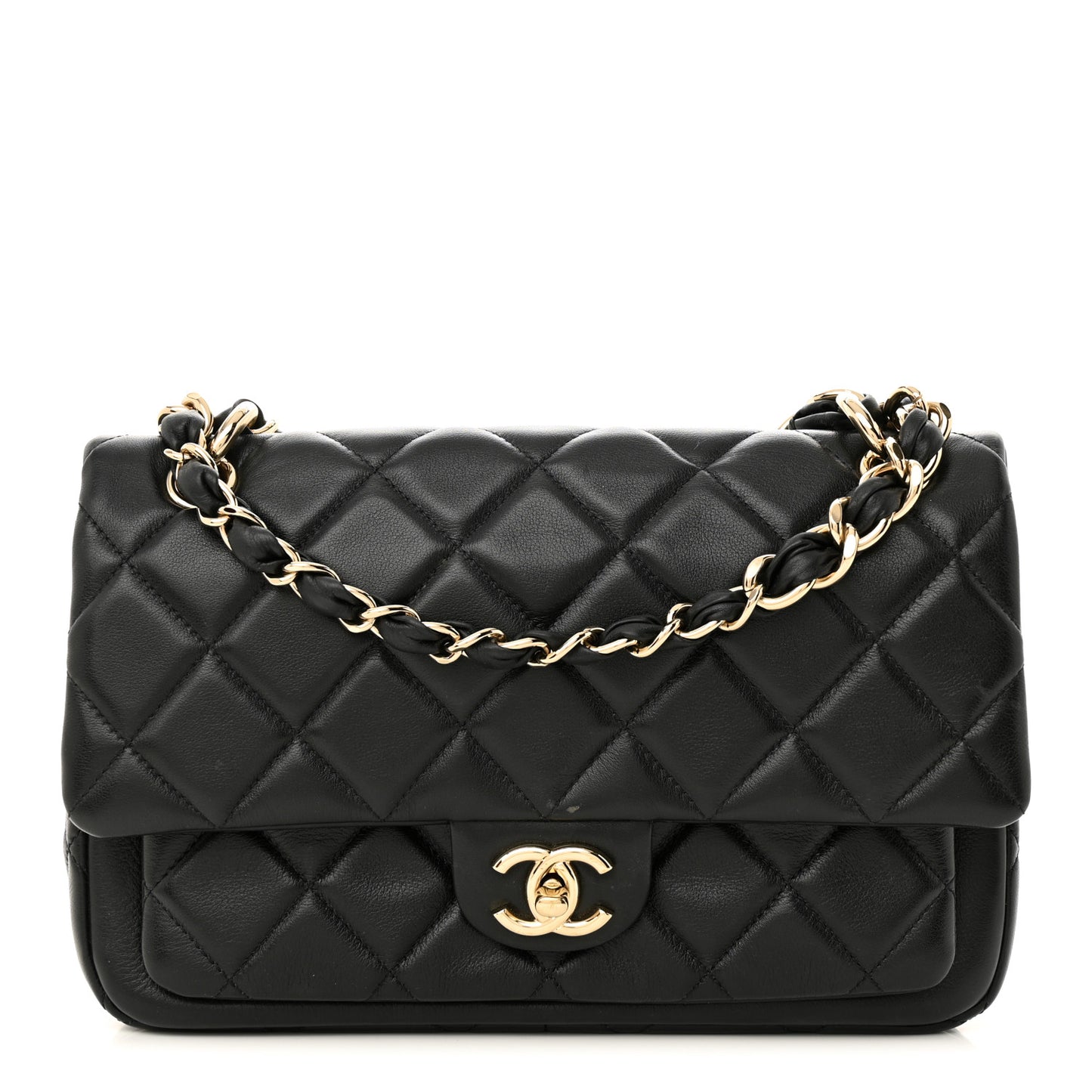 Lambskin Quilted Small Single Flap Black