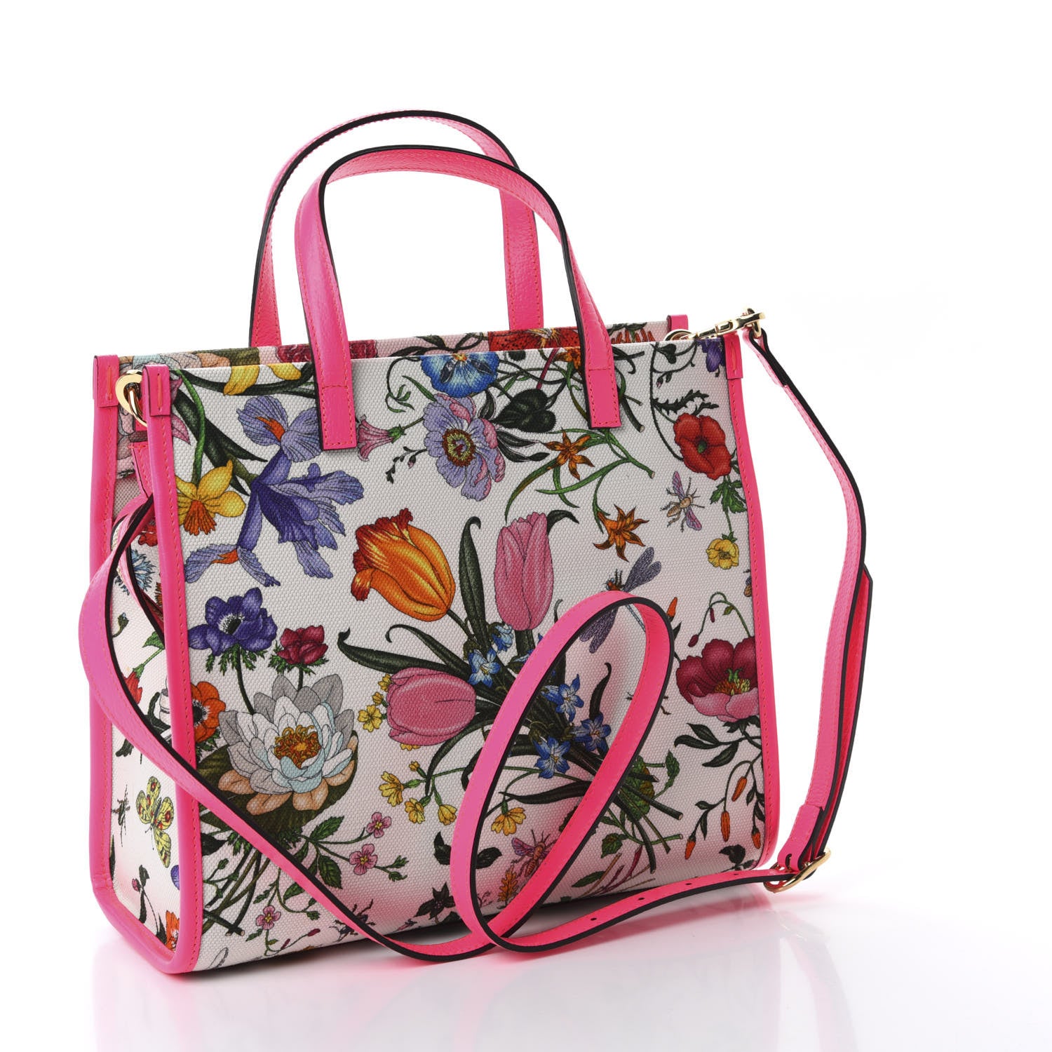 Gucci Canvas Medium Flora Tote Fuchsia 4 of 11