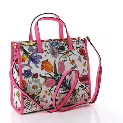 Gucci Canvas Medium Flora Tote Fuchsia 4 of 11