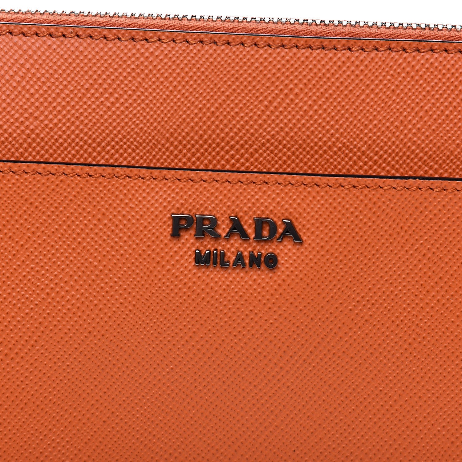 Prada Saffiano Cuir Clutch Wristlet Bag Papaya 7 of 10