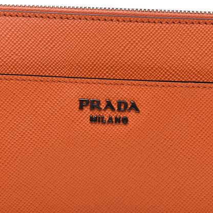 Prada Saffiano Cuir Clutch Wristlet Bag Papaya 7 of 10