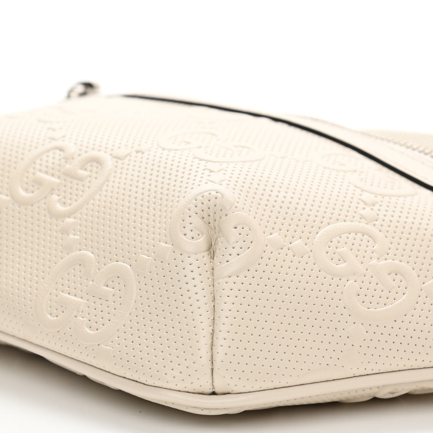 Calfskin GG Tennis Embossed Belt Bag Mystic White