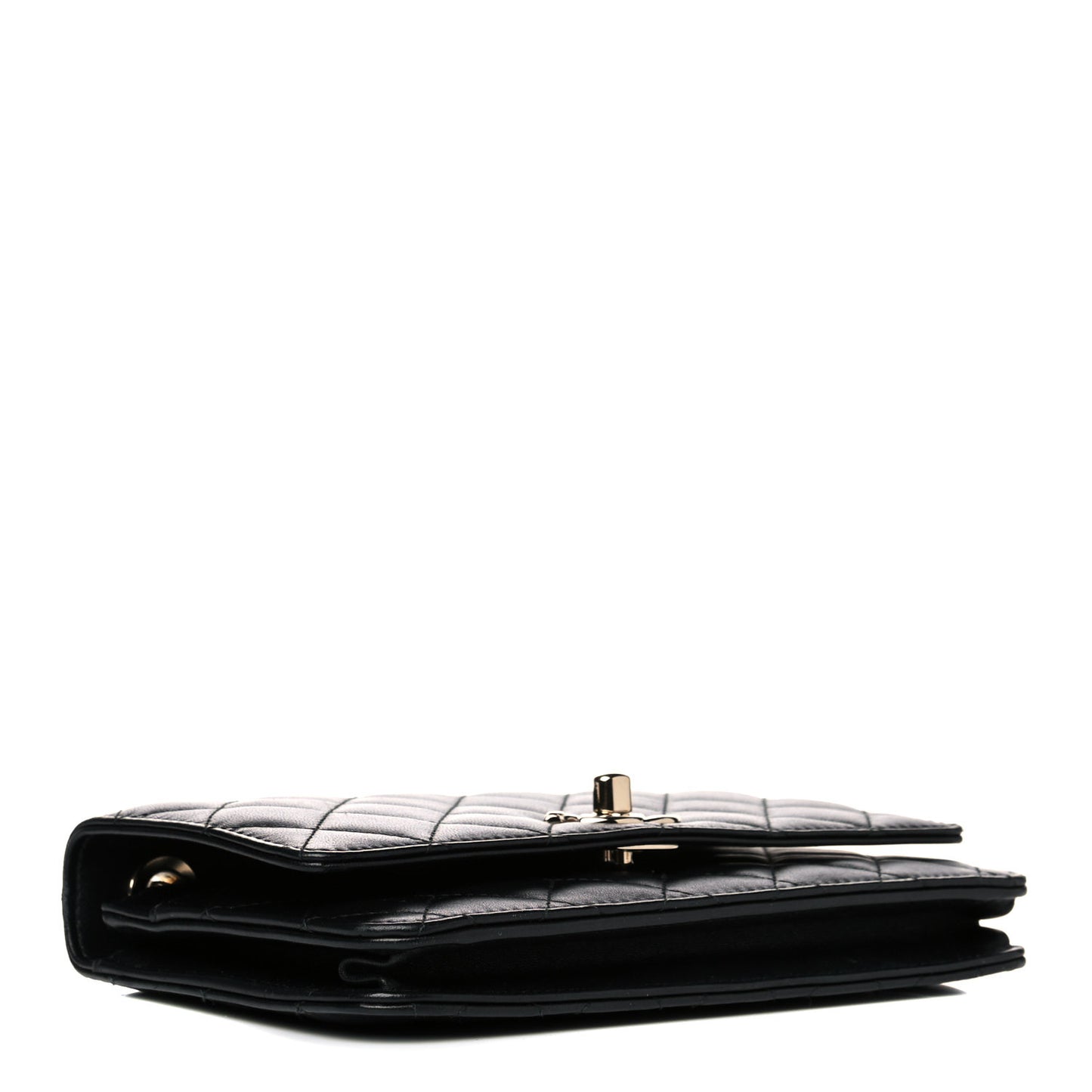 Lambskin Quilted Trendy CC Wallet On Chain WOC Black