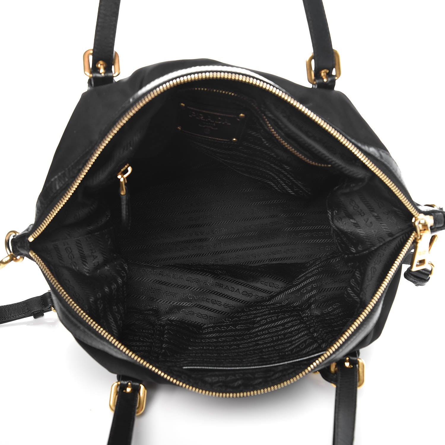 Prada Tessuto Nylon Jacquard Logo Tote Nero Black 5 of 9