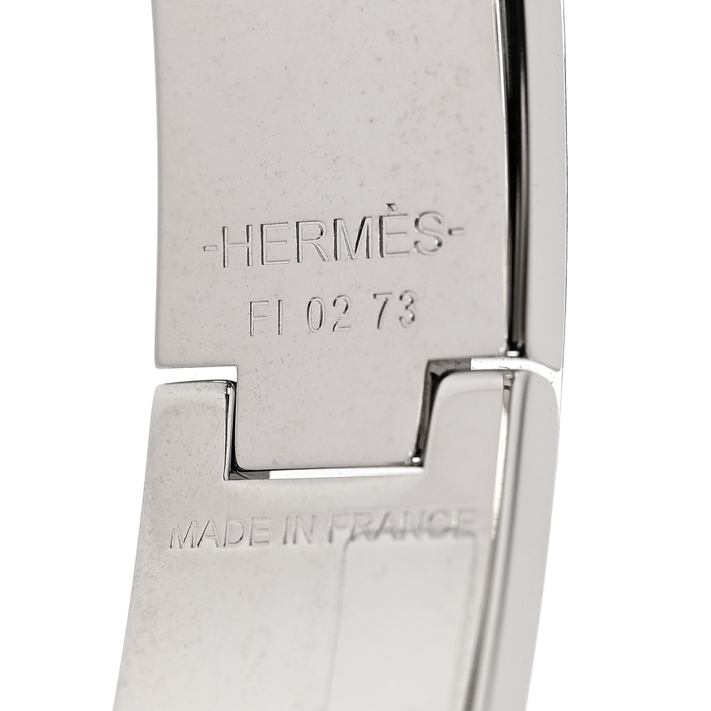 Enamel Printed Narrow Sous le Charme d'Orphee Clic Clac H Bracelet PM Blanc Platine