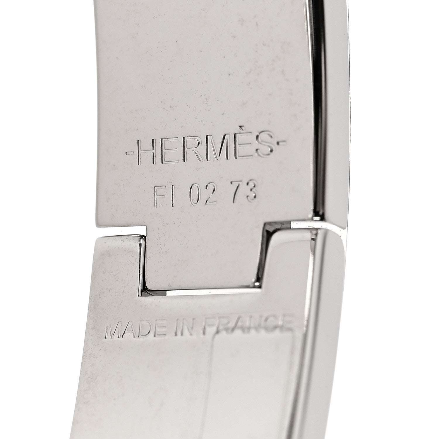 Hermes Enamel Printed Narrow Sous le Charme d'Orphee Clic Clac H Bracelet PM Blanc Platine 4 of 5