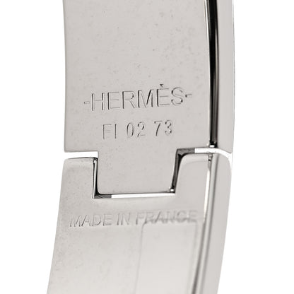 Hermes Enamel Printed Narrow Sous le Charme d'Orphee Clic Clac H Bracelet PM Blanc Platine 4 of 5