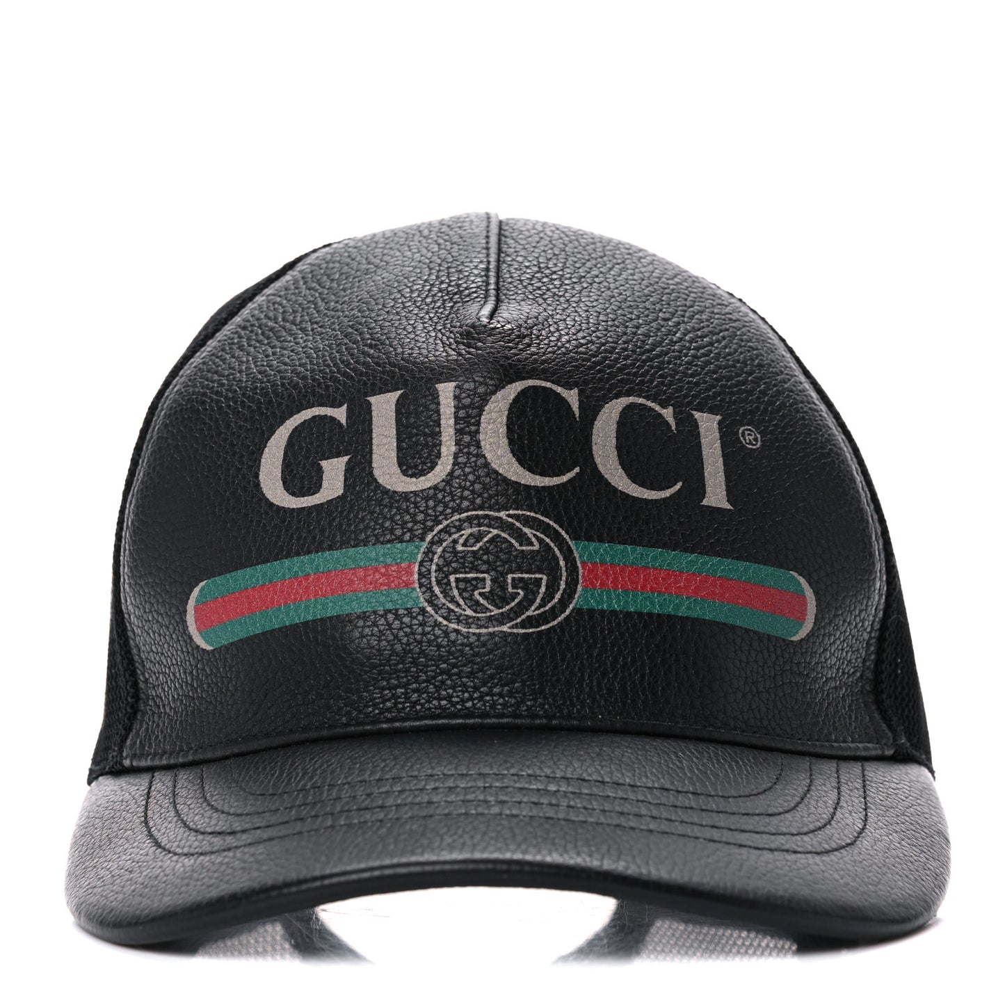 Grained Calfskin Logo Baseball Hat S 57 Black