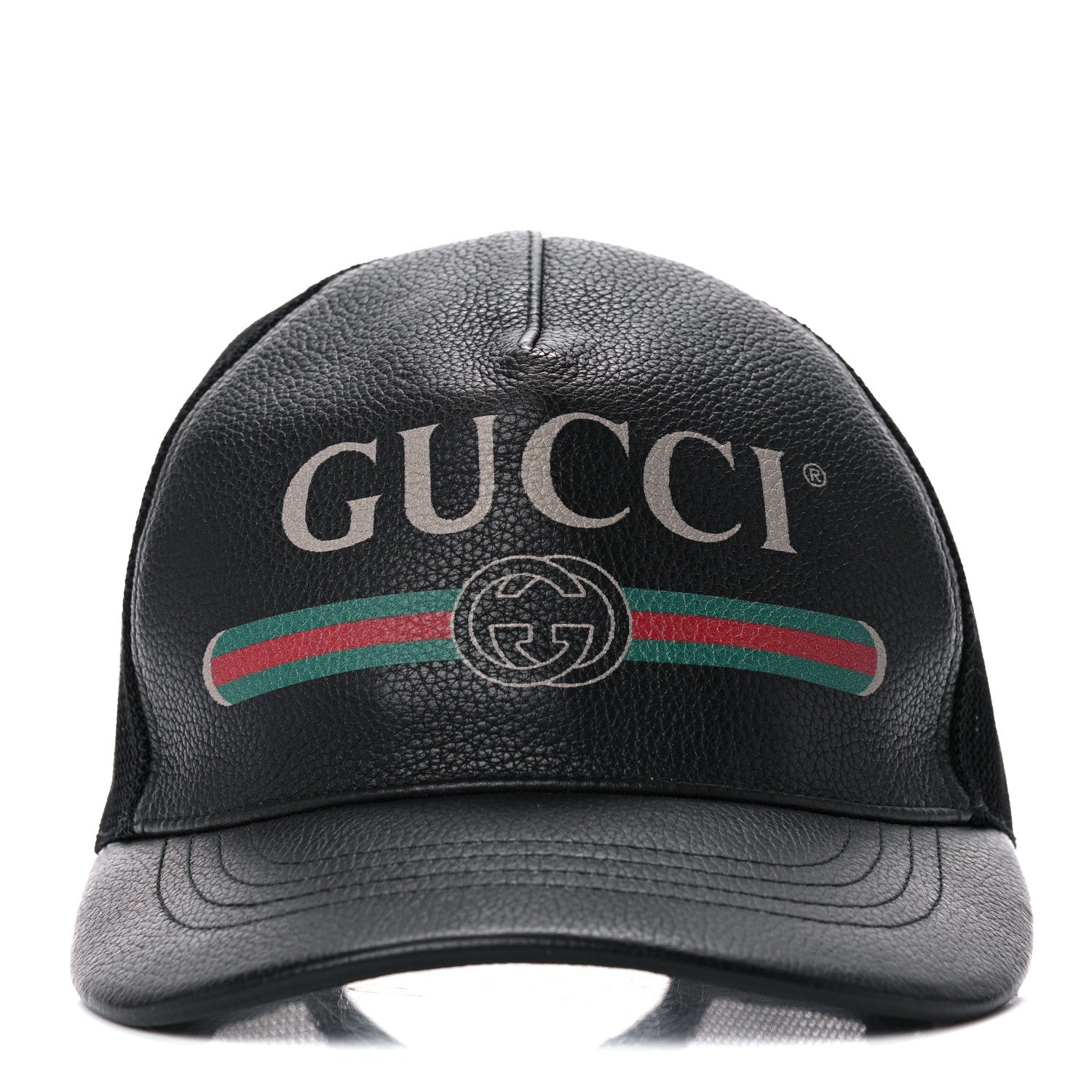 Gucci Grained Calfskin Logo Baseball Hat S 57 Black 2 of 9