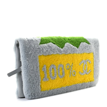 Chanel Shearling Lambskin Chanel 100% Clutch Grey 3 of 11