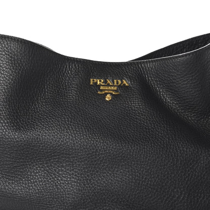 Prada Vitello Daino Side Zip Pocket Hobo Black 9 of 10