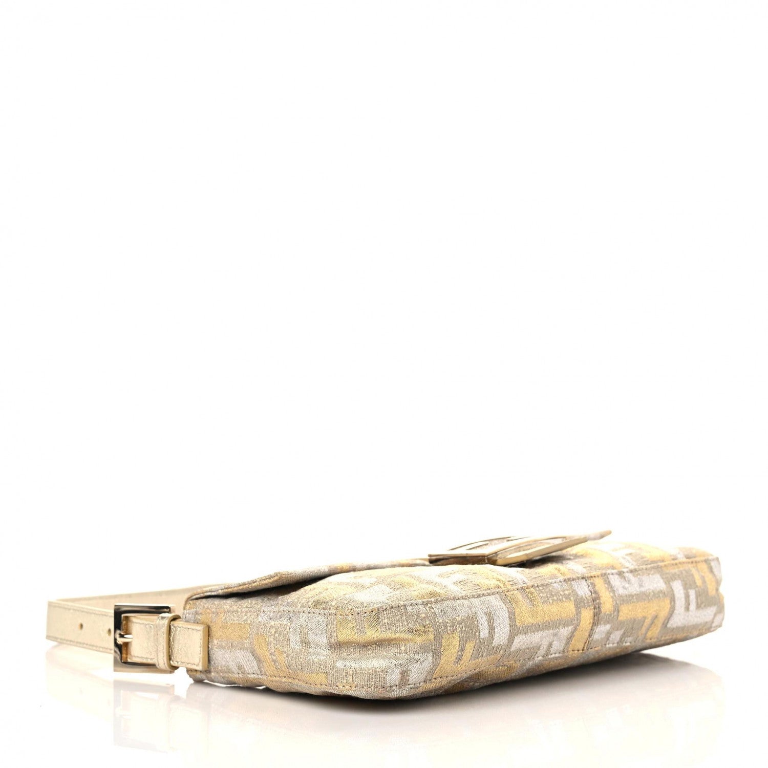 Fendi Metallic Lurex Zucca Baguette Gold Silver 3 of 11